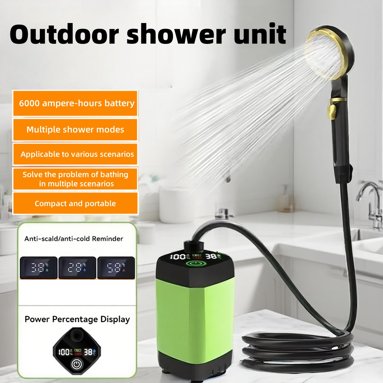 Portable Camping Shower - Portable Outdoor Electric Shower Unit, with
