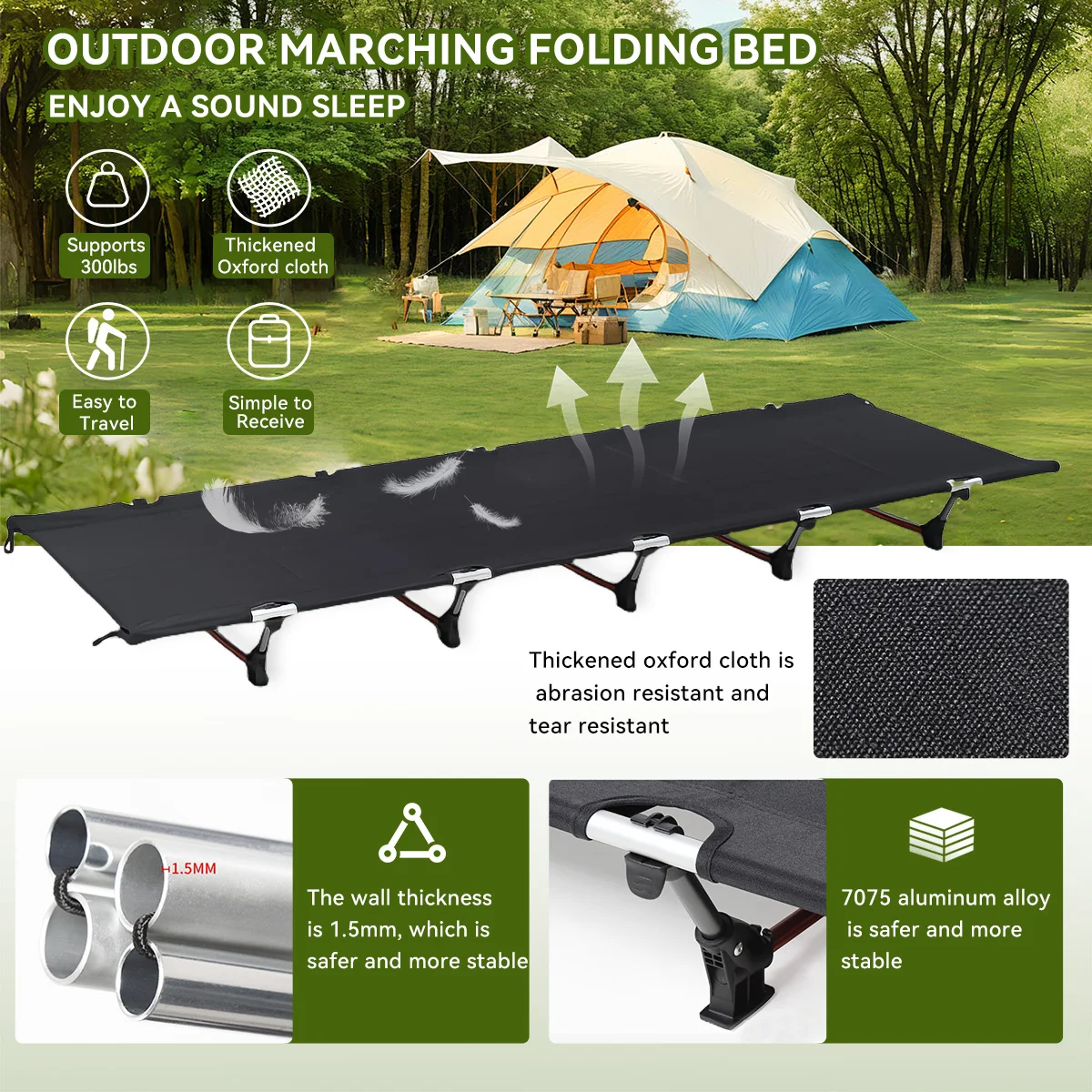 Outdoor Camping Cot - Best Selling Aluminum Frame Camping Cot,