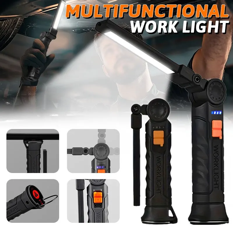 Outdoor Camping Light Portable - Rechargeable Magnetic Work Light Flashlight Portable