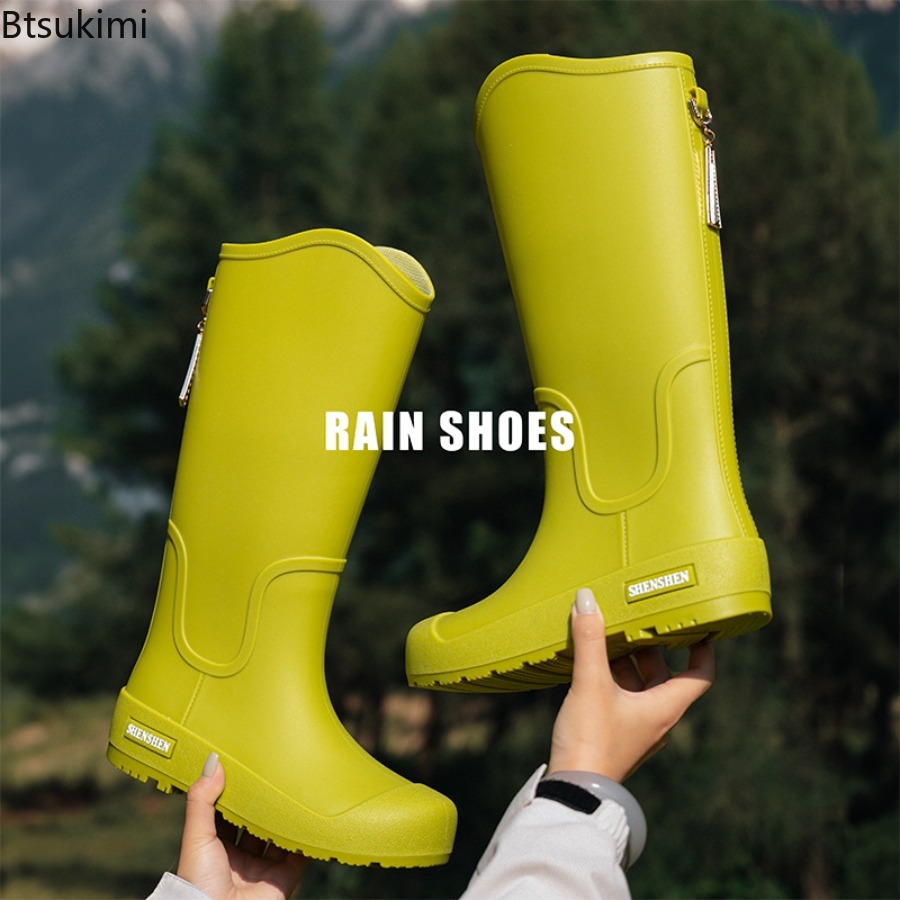 Outdoor Camping On Youtube - New Women's Rain Shoes Waterproof High-tube