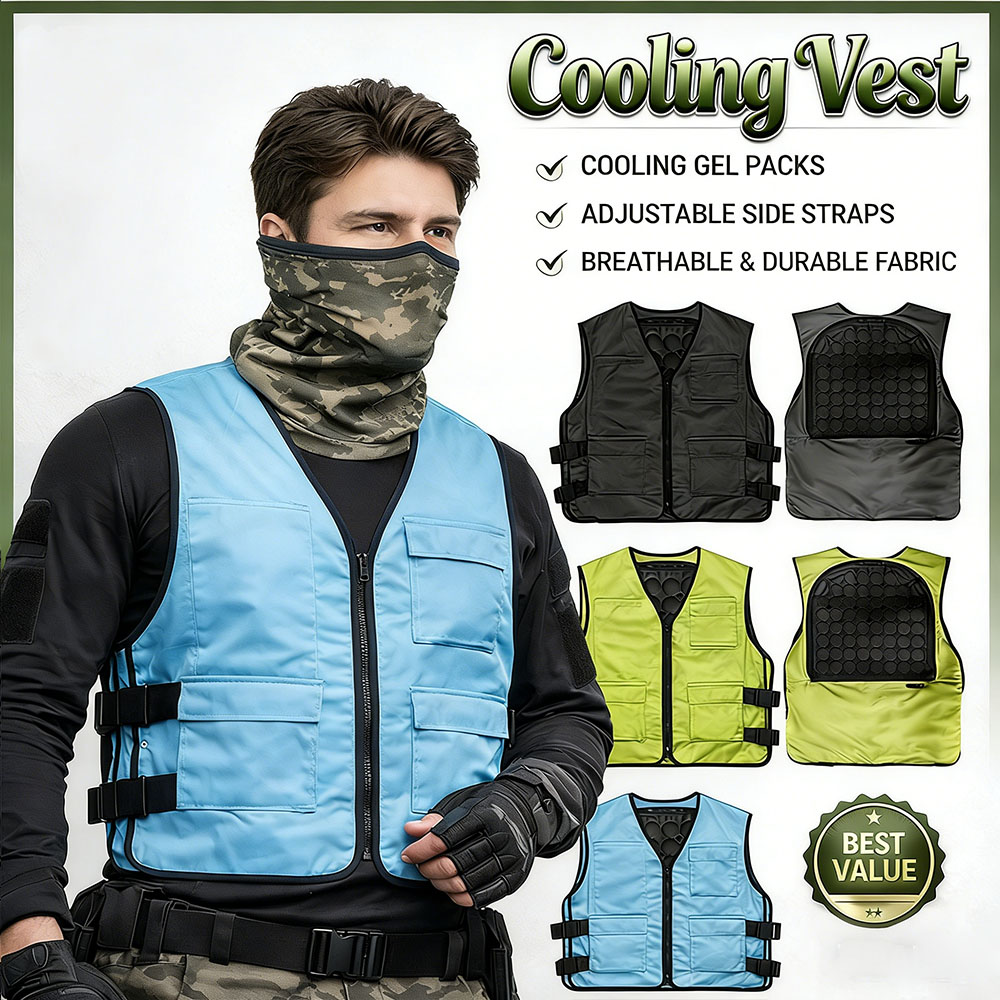 Outdoor Camping Vest - Outdoor Cooling Vest Heat Resistant Sleeveless