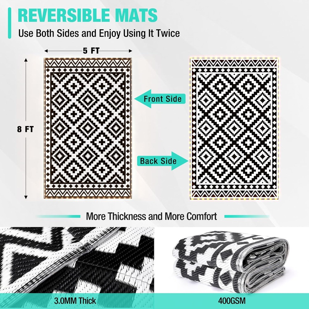 5' X 8' Outdoor Rug With LED S - đánh giá và giá Outdoor Camping Rug With Led Lights