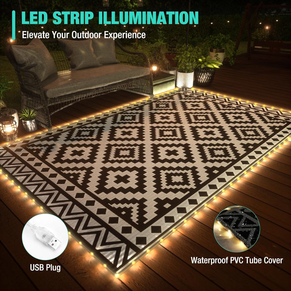 5' X 8' Outdoor Rug With LED S - đánh giá và giá Outdoor Camping Rug With Led Lights