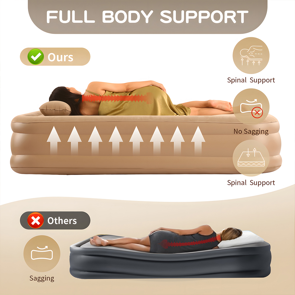 Queen Air Mattress with Built  - đánh giá và giá Outdoor Inflatable Camping Tent With Air Pump