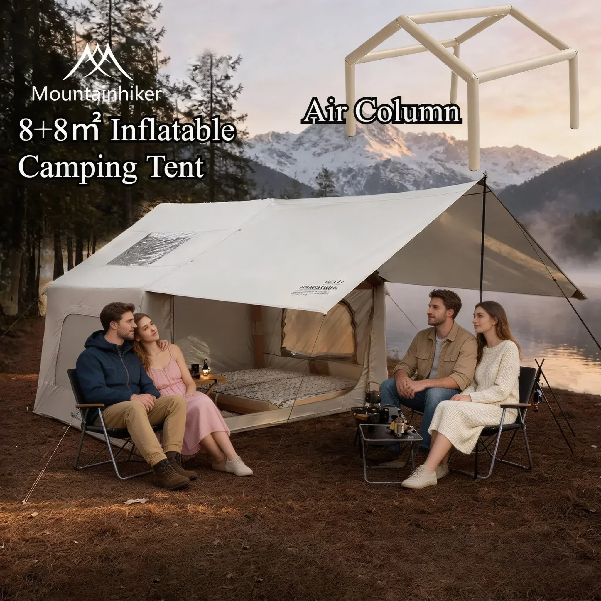 8+8㎡ MOUNTAINHIKER Inflatable  - đánh giá và giá Outdoor Inflatable Camping Tent With Air Pump